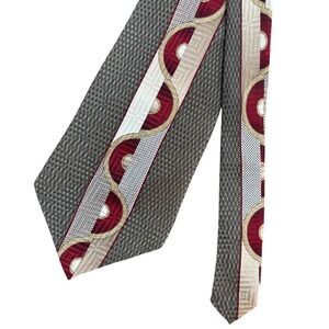 Screenplay by Martin Wong Mens Silk‎ Tie Grey Burgundy Abstract USA Made 57.5x4